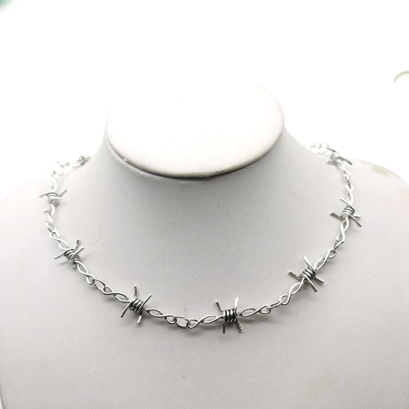 Small wire Brambles Iron Unisex Choker  Necklace Women Hip-hop Gothic  Punk Style Barbed Wire Little thorns Chain Choker Gifts