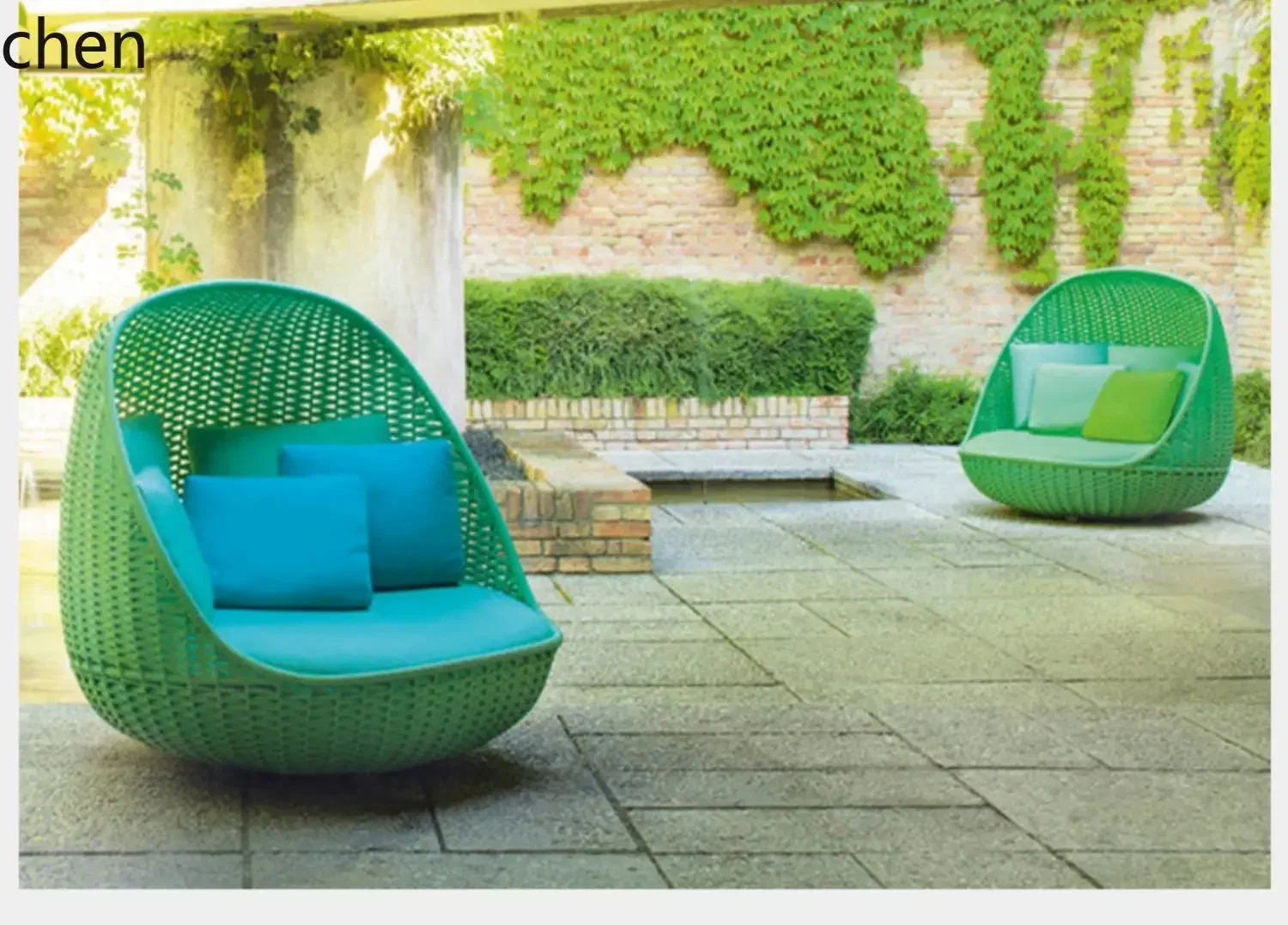 DSA--Outdoor Swing Courtyard Double Rattan Hammock Small Yard Garden Swing Chair Hanging