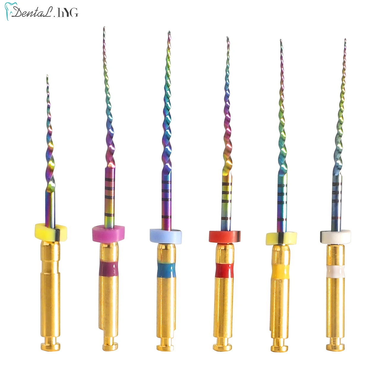 6PCS/Box Dental Files 25mm Cleaning Super Rotary  Endodontic  Niti File Rainbow Color Thermal Activation Motor Dentist Tools