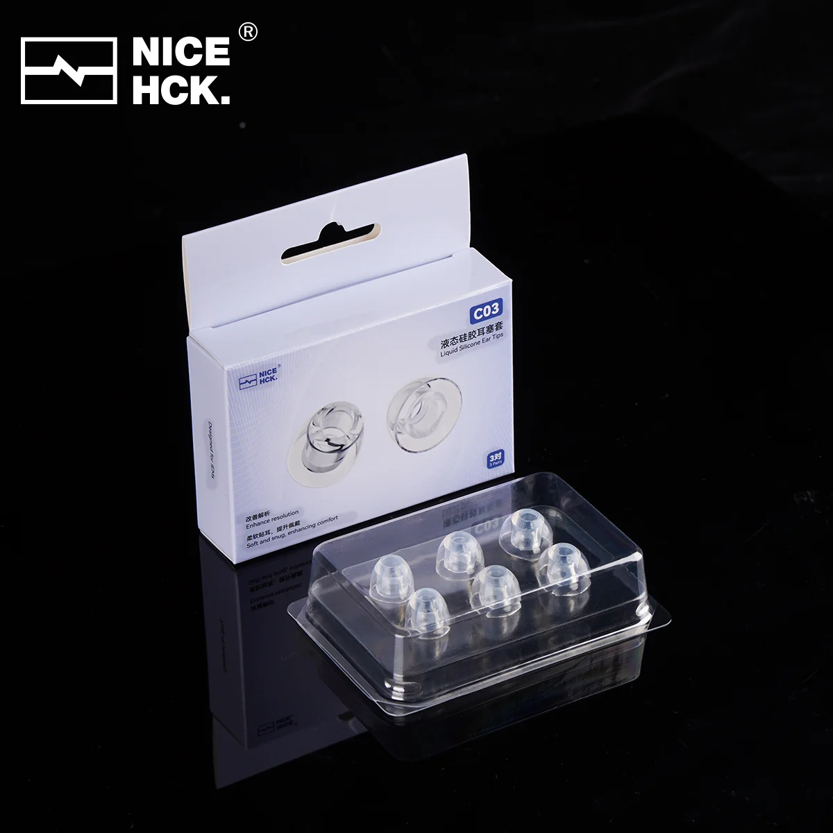 NICEHCK C03 أطراف أذن من السيليكون السائل الشفاف عازلة للضوضاء ملحقات سماعات أذن ناعمة وآمنة لـ NX8 Himalaya Davinci