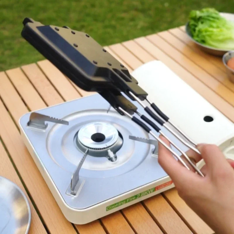New Portable Folding Sandwich Pan Multifunctional Outdoor Home Breakfast Nonstick Frying Pan Cookware Picnic Bread Pan