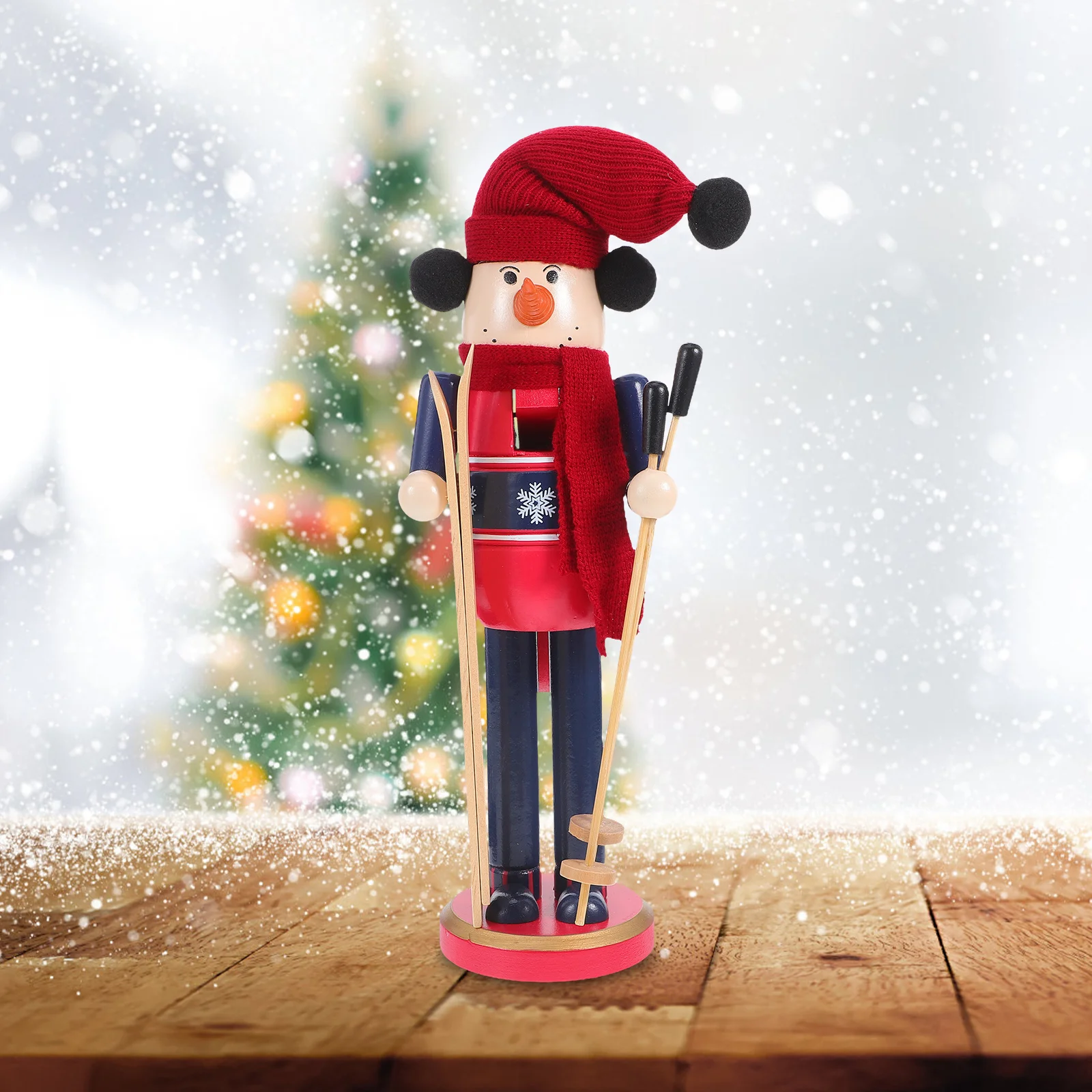 

Wooden Christmas Nutcracker Puppet Traditional Design Festive Holiday Decor for Desktop Table Home Office Artistic Centerpiece