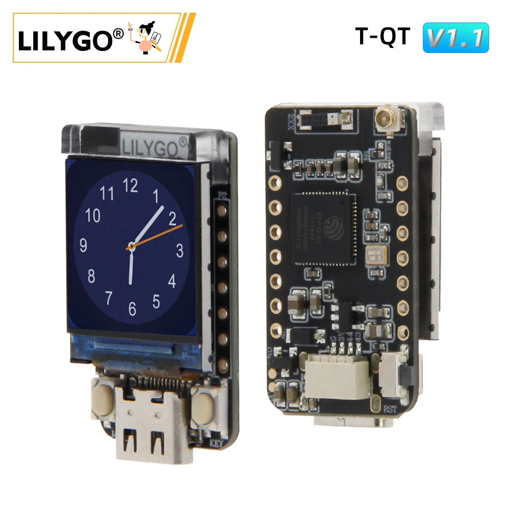 LILYGO® T-QT Pro ESP32-S3 GC9107 0.85 Inch LCD Display Module Development Board WIFI Bluetooth Full Color 128*128 Screen