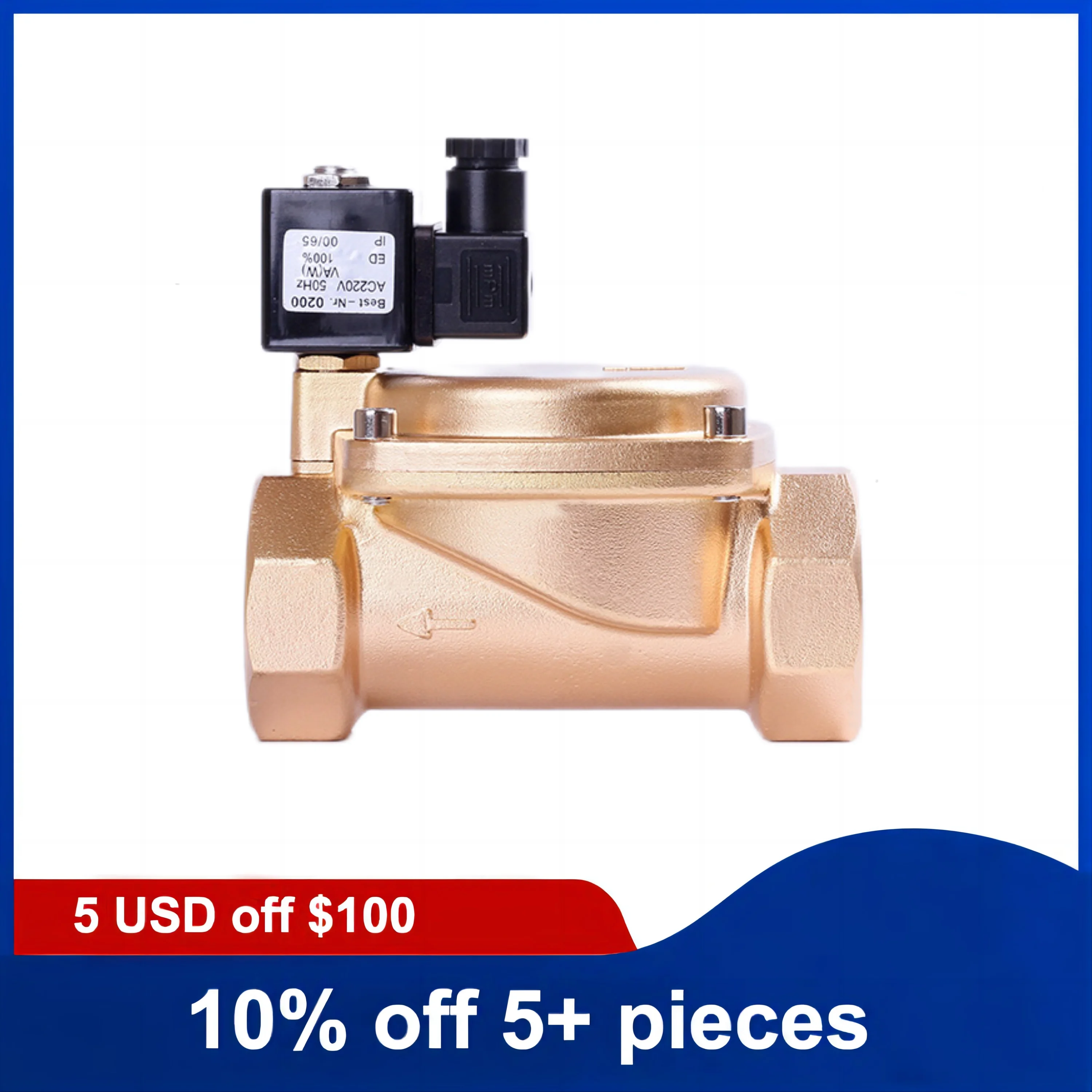 

2'' Normally Closed Brass Solenoid Valve High Pressure Pilot Acting 220V 12V 24V Solenoid Valve For Water