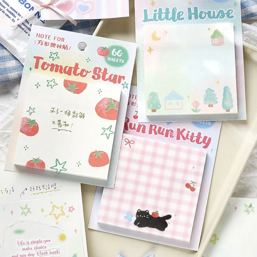 60PCS Kawaii Ins Message Memo DIY Handmade Material Scrapbook Background Paper Korean Japanese School Office Supplies