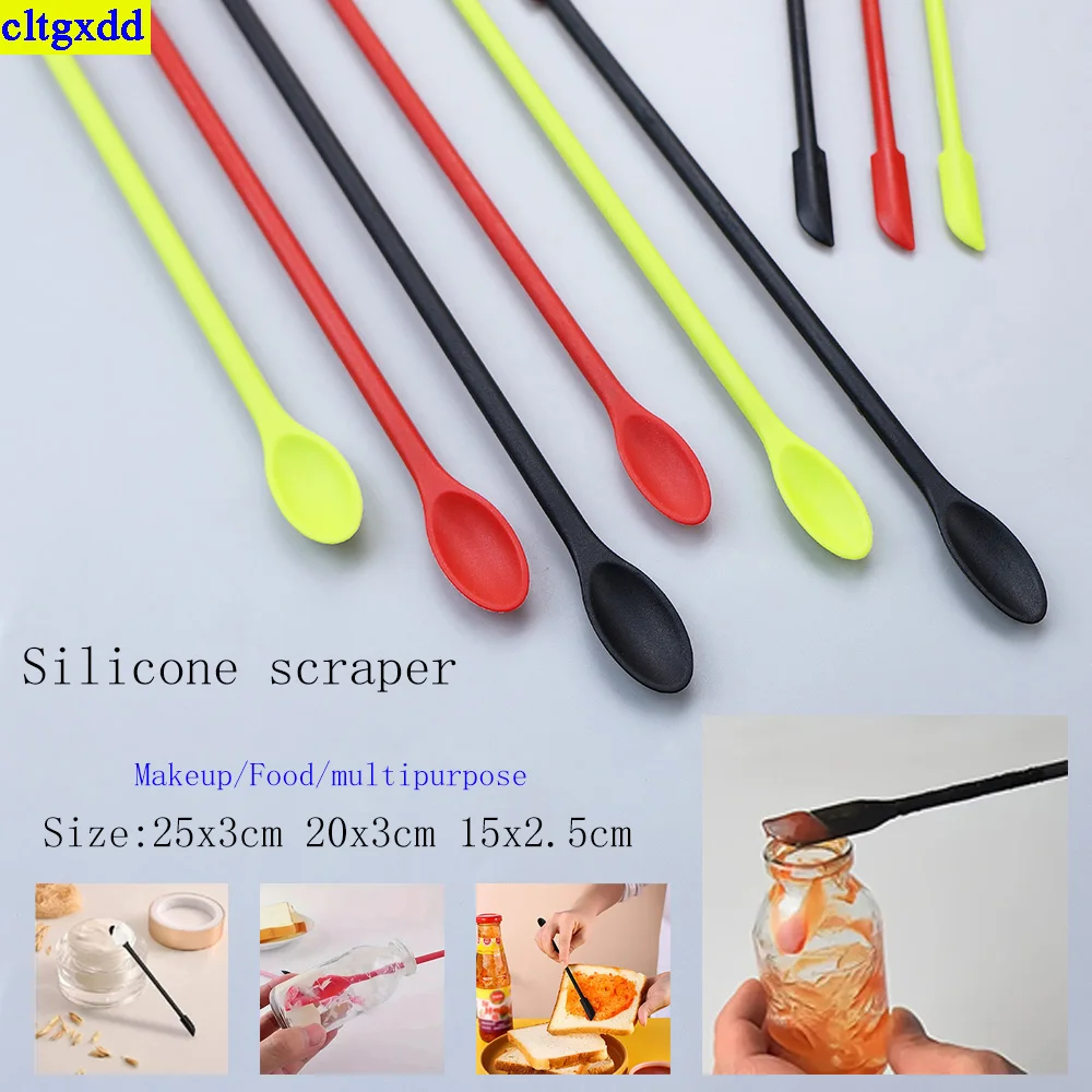 

Cltgxdd 3-piece/1 set silicone scraper kitchen cosmetics glass pot bottle mini spoon scraper multifunctional set