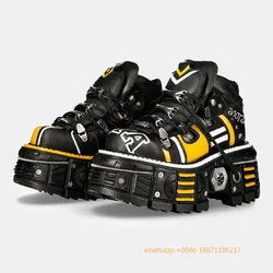 Platform Round Metal Rivet Short Boots 2024 New Punk Street Rock Tank Lace-Up Pumps Party Sports Casual Fashion Women's Shoes