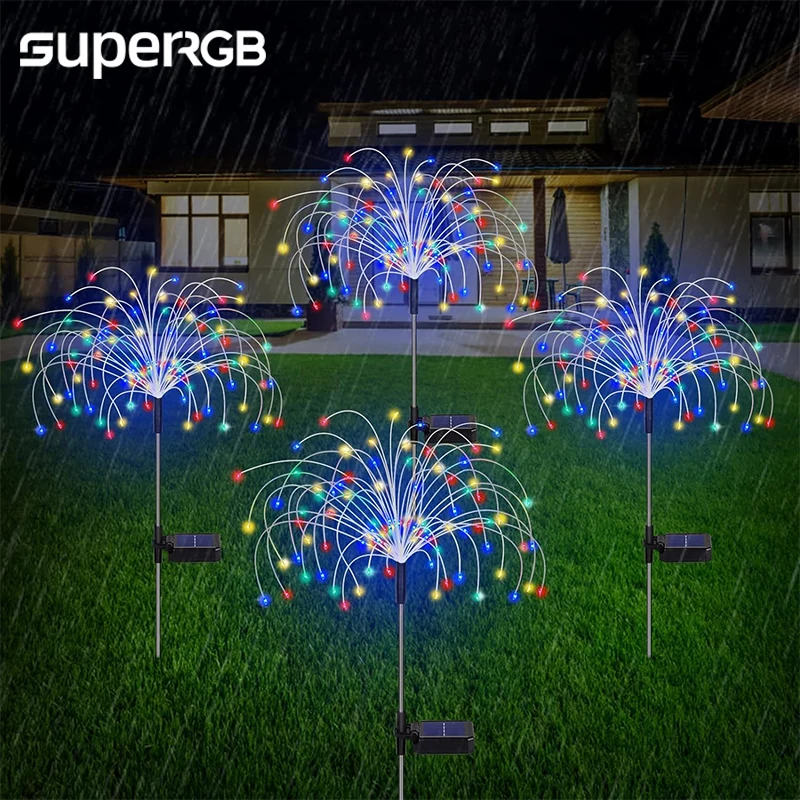 Waterproof Outdoor Firework Lights Solar Fairy Lights For Garden Christmas Party Wedding DIY Decoration LEDs Garden Flower Light