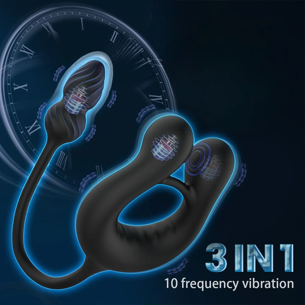 Wireless APP Penis Cock Ring Vibrator Sex Toy For Men Couple Anal Butt Plug Male Prostate Massage Clit Stimulator Adult Supplies - view 4