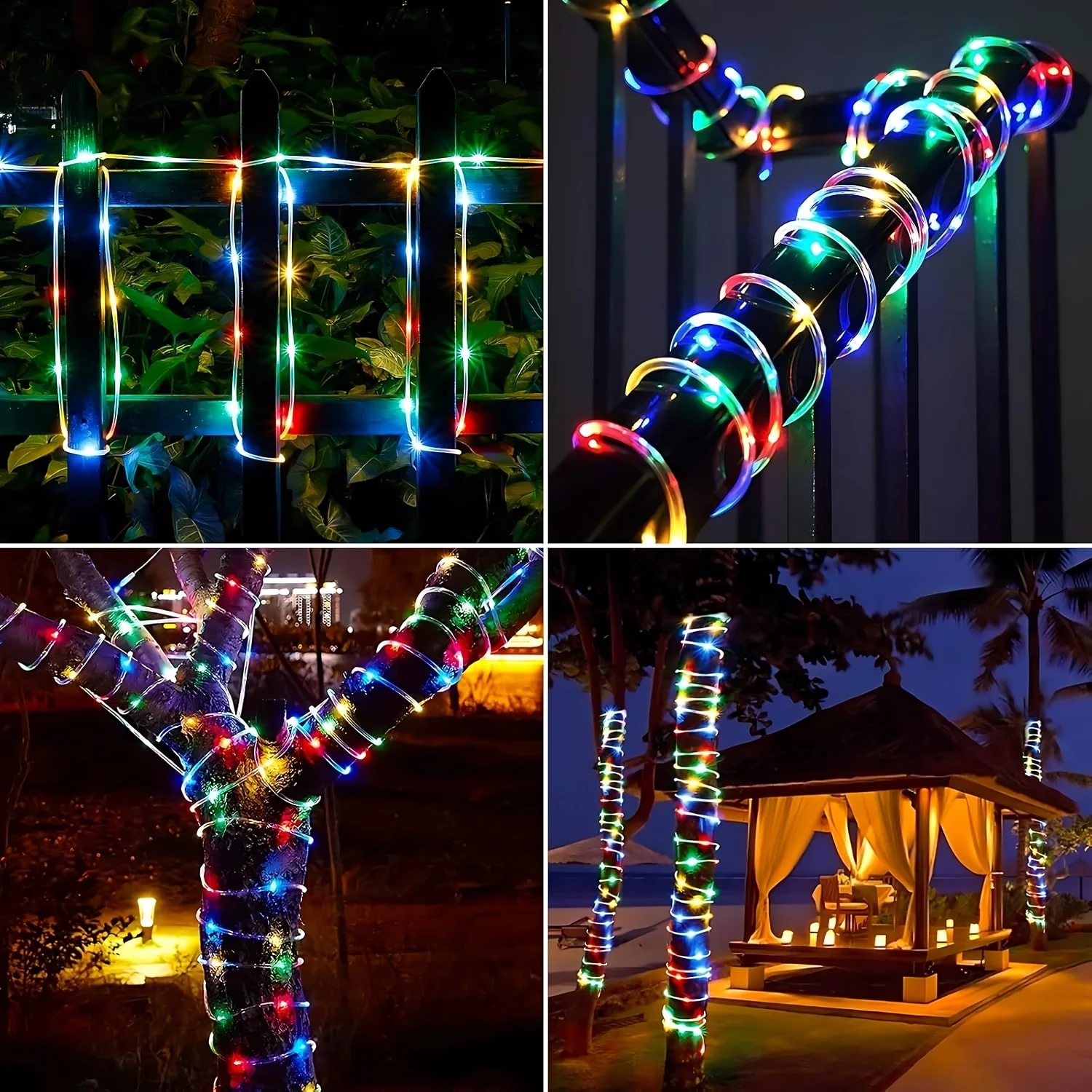 Solar Rope Light 8 Mode Waterproof Solar String Light Solar Powered Outdoor Lamp for Garden Flowerbed Backyard Porch Xmas Decor