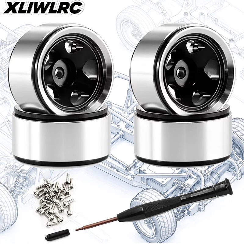 Metal Deep Dish 0.7 Inch Beadlock 5-Spokes Wheel Hub Wheel Rim For 1/30 Axial SCX30 Ascent-32 RC Crawler Car Upgrade Accessories