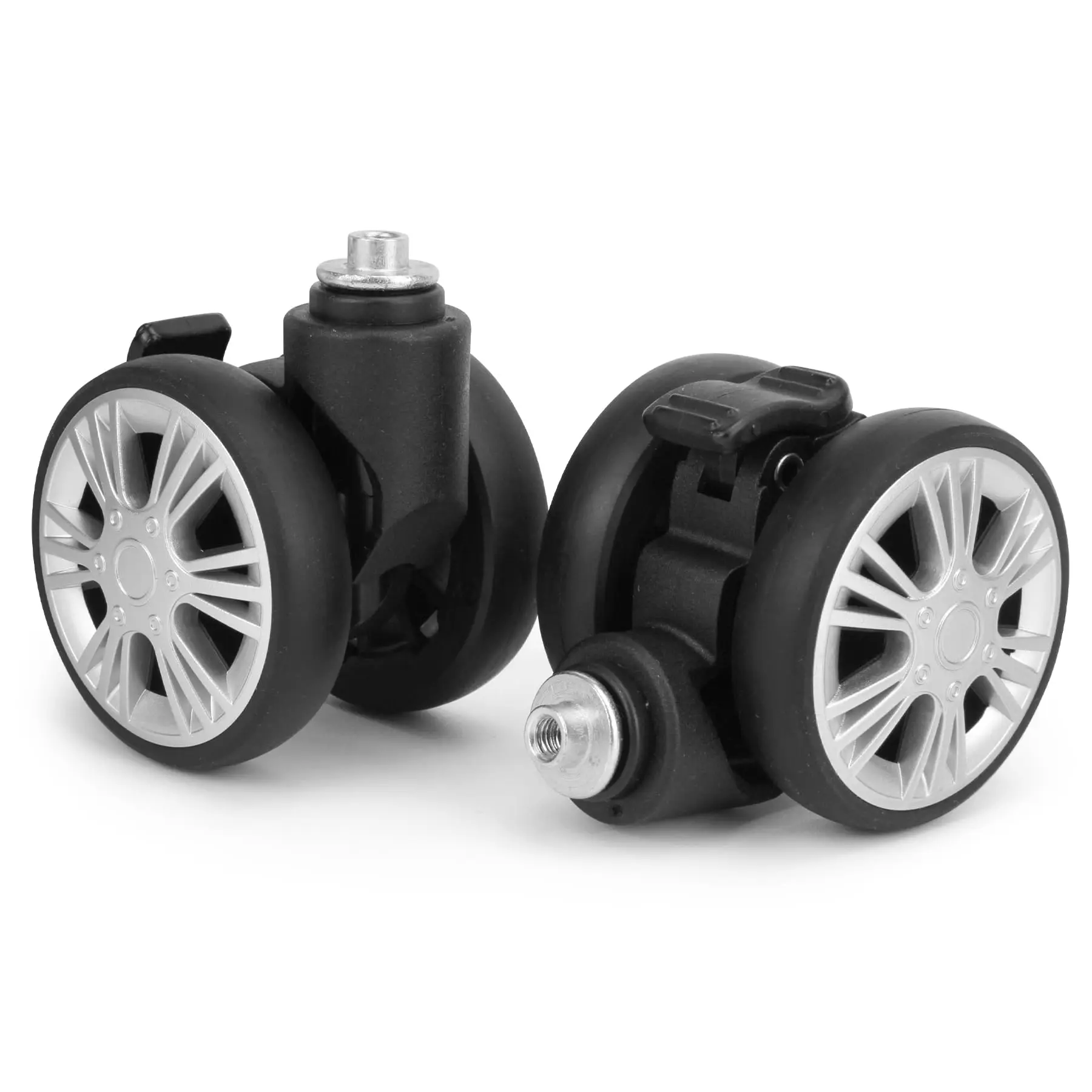 1/2 Pcs Luggage Replacement Wheels W/H Brakes Trolley Caster Travel Suitcase Wheel Double Row 360° Spinner Repairing Casters LN-