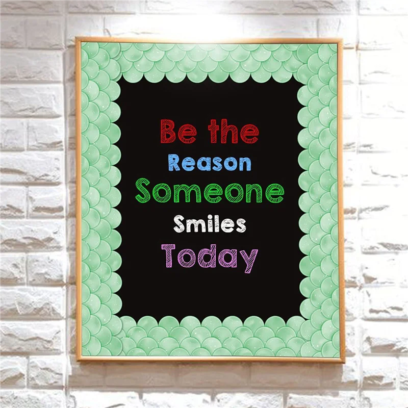 

3X 20M Ombre Green Scallops Bulletin Board Borders Rainbow Straight Borders Classroom Or Home School Decoration-Y18A