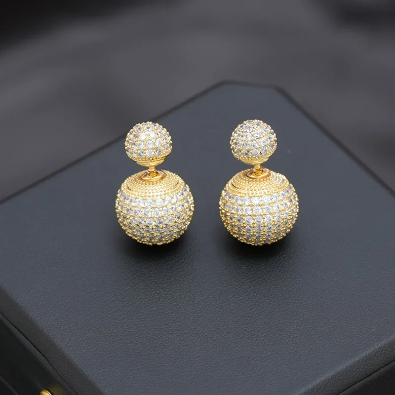 New Luxury Lightweight High-end Feel Ball Earrings Zirconia Studs Women's Elegant Jewelry For Wholesale