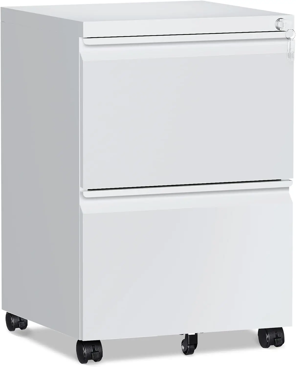 

2 Drawer File Cabinet Mobile Filing Cabinet with Lock and Wheels Fully Assembled Metal Under Desk File Cabinets for A4 Letter