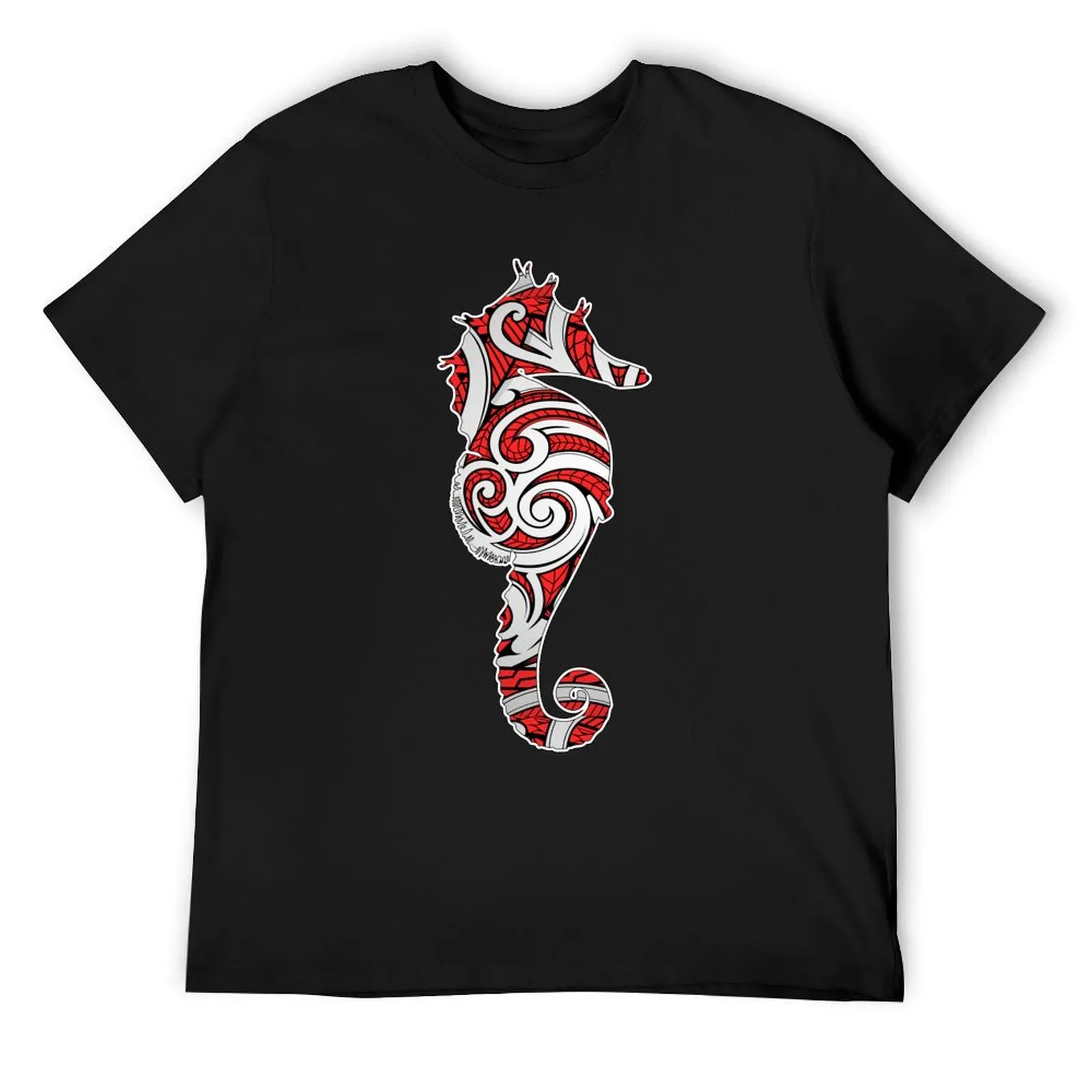 Polynesian Tatau Tribal Seahorse Pattern T-Shirt oversized oversizeds cheap stuff shirts graphic tee men