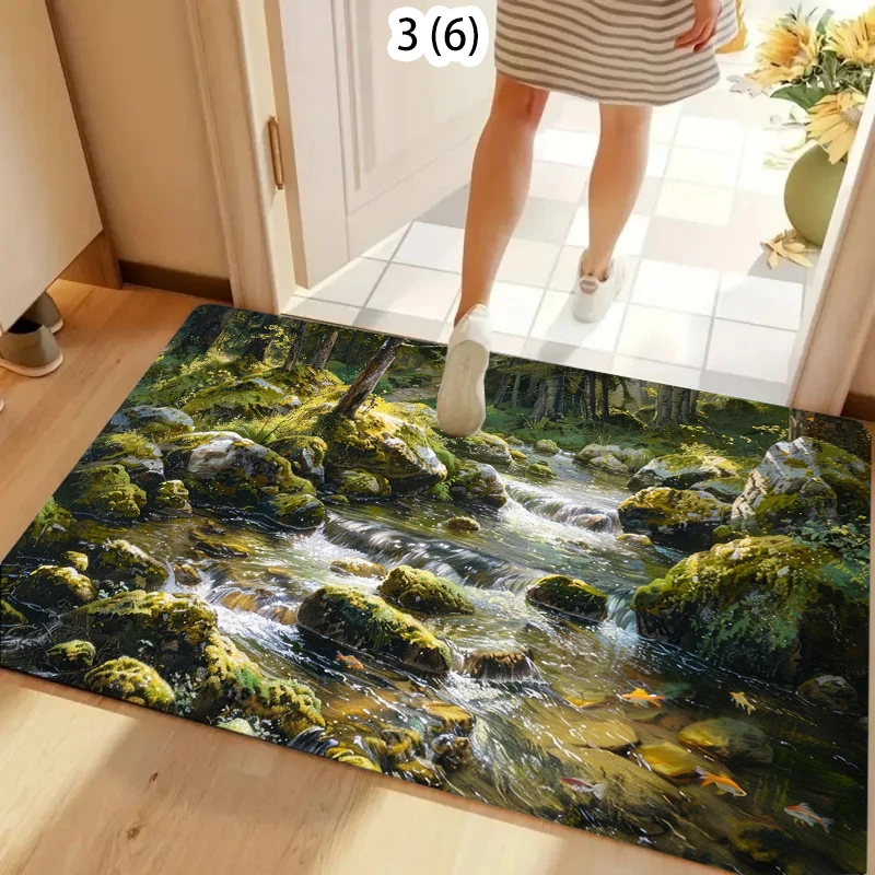 Forest Moss Stream Rug Carpet Mat Non-Slip for Entryway Bathroom Kitchen Wilderness Home Decor  Floor Mat Door Mat
