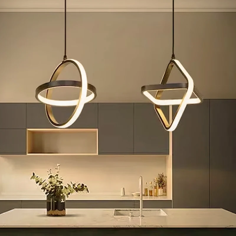 

Modern Minimalist Black LED Pendant Light Chandelier for Dining Room Bedroom Living Room Kitchen Island Hanging Lamp