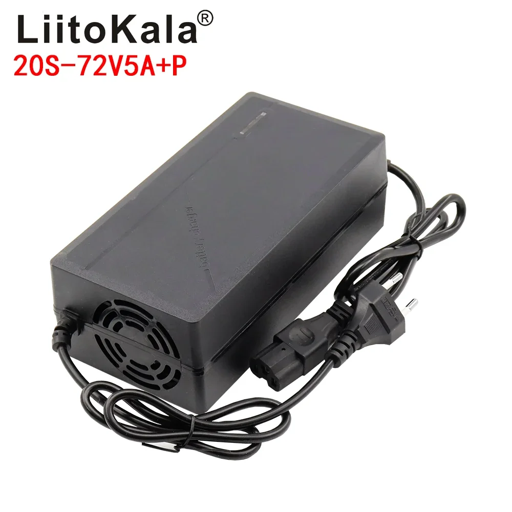 LiitoKala 72V 5A Lithium Ion Battery Charger Suitable for 20S 84V AC 110-220V Smart  UE/US Plug Full Automatic Power Outage