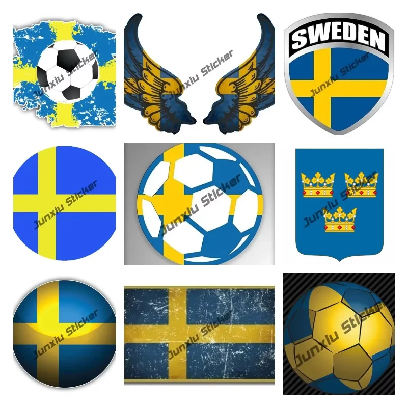 

Creative Nordic Sweden Stickers Sweden National Emblem Football Car Decal Waterproof Sticker for Cars Laptops Windows Trucks