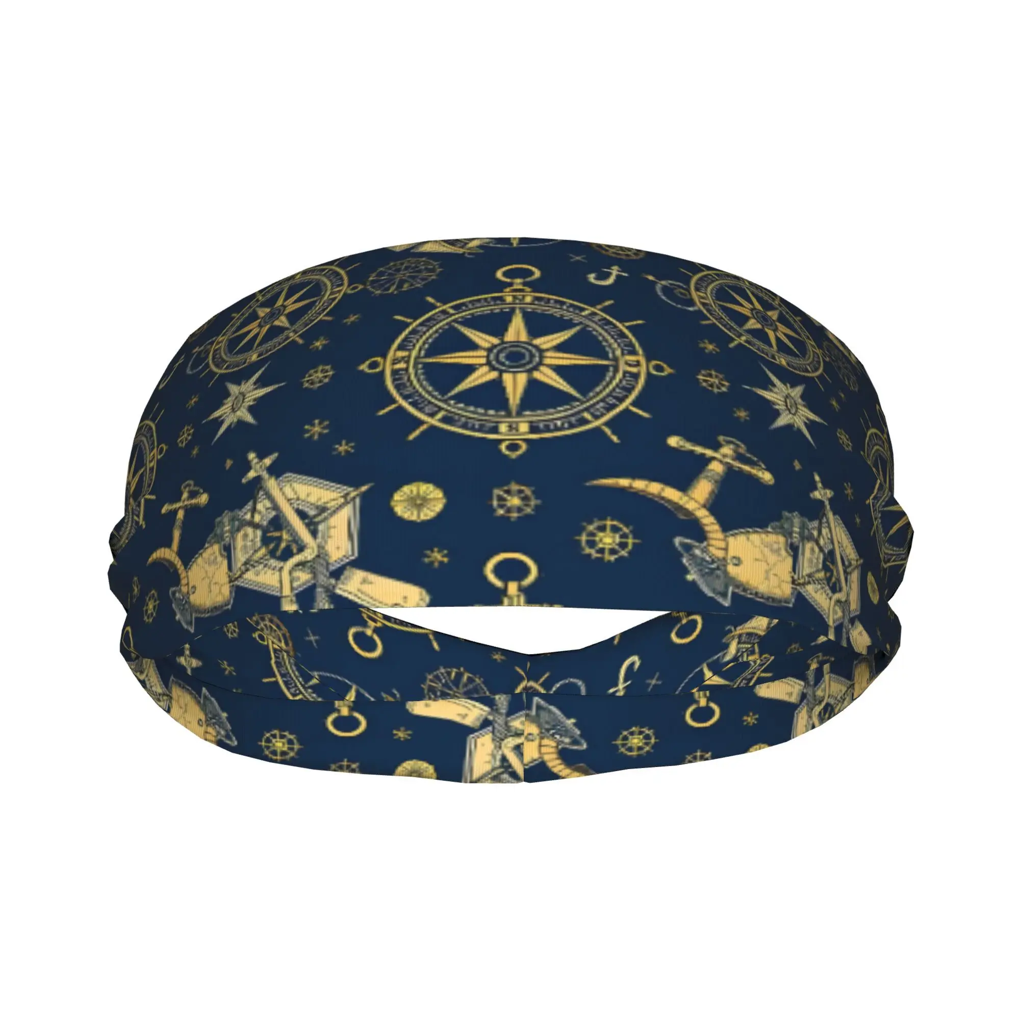 

Спортивная повязка на голову с дизайном морского компаса, система охлаждения запястий в морском стиле для плавания и спортзала, управление без помощи рук, разноцветная