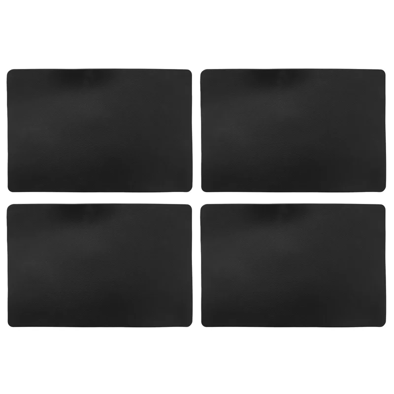 A88M 4 قطع مفارش مقاومة للحرارة، مفارش أطباق من الجلد الصناعي، مقاومة للماء، غير قابلة للانزلاق، مفارش مطبخ قابلة للغسل، (أسود)