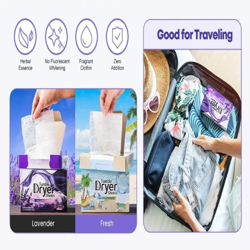 Dryer Sheets Fabric Softener, Fresh Scent, Anti-Static, Odor Removal, Long Lasting Freshness Laundry Essentials