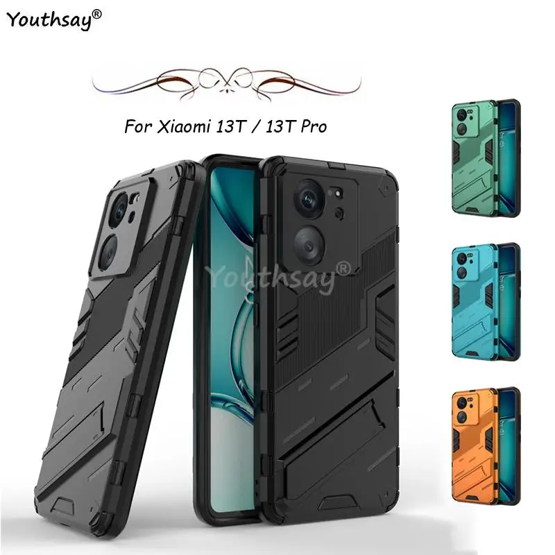 

For Xiaomi 13T Pro Case Protective Phone Holder Case For Xiaomi 13T Pro Cover Invisible Bracket TPU Armor Xiaomi 13T Pro Case