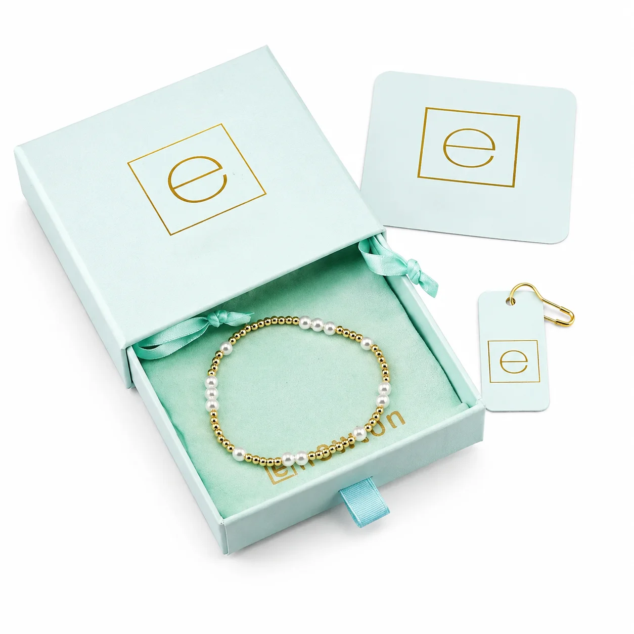 VKVVA Gold-plated Bead Stretch Bracelet Graduated Pearl Elastic Beaded Stackable Wrist  Fashion Jewelry For Women