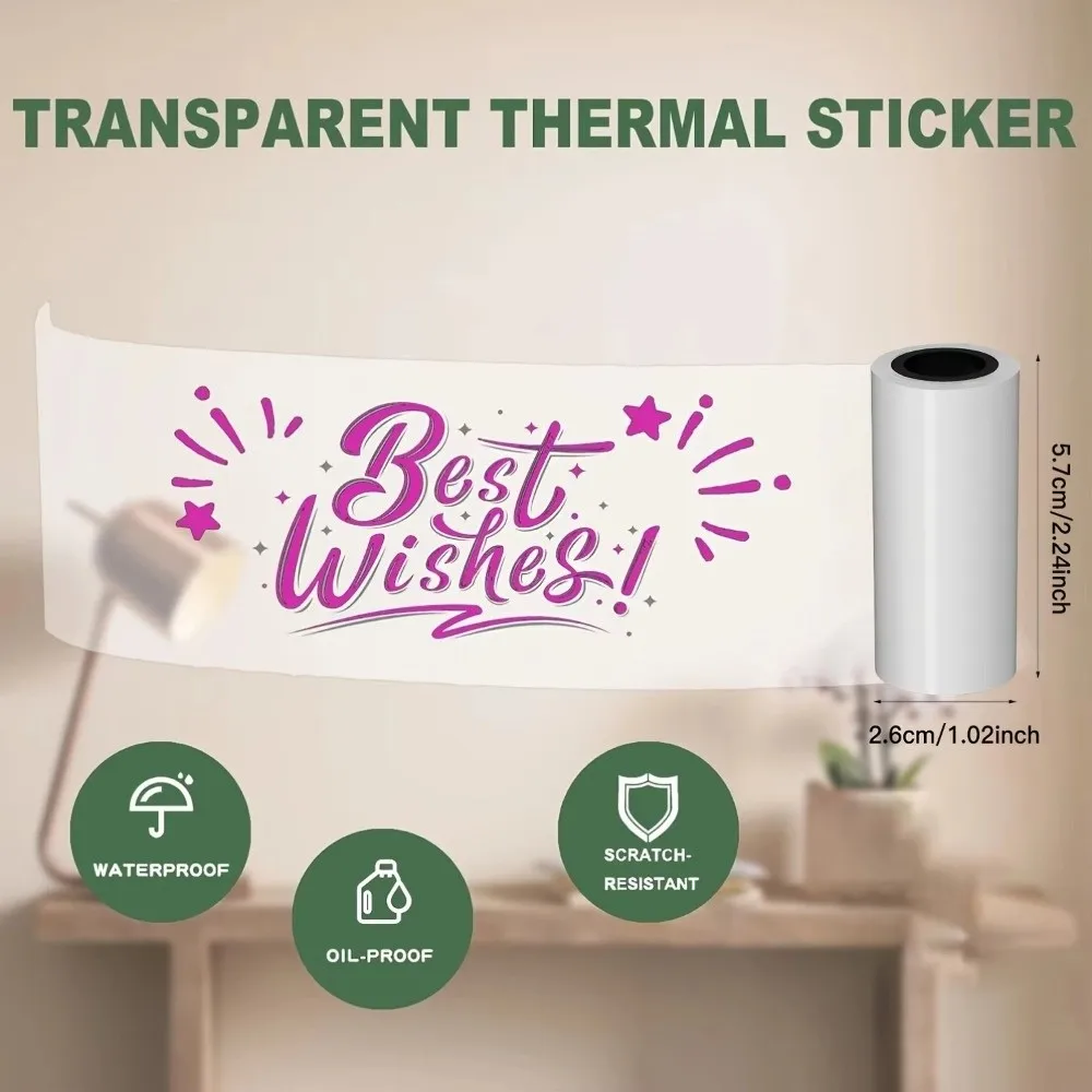 Adhesive Backing Thermal Printing Paper Glossy Finish Roll Format Clear Label Paper Thermal Sensitive Transparent