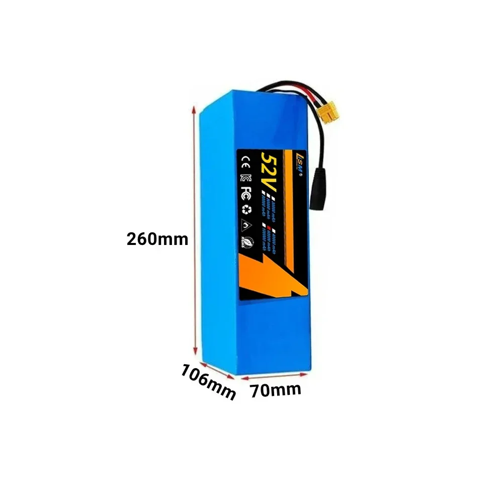 52V 60000mah 14S5P Battery 18650 Rechargeable Lithium Battery Pack with Built-in BMSSuitable Electric Bicycle Unicycle Skateboar