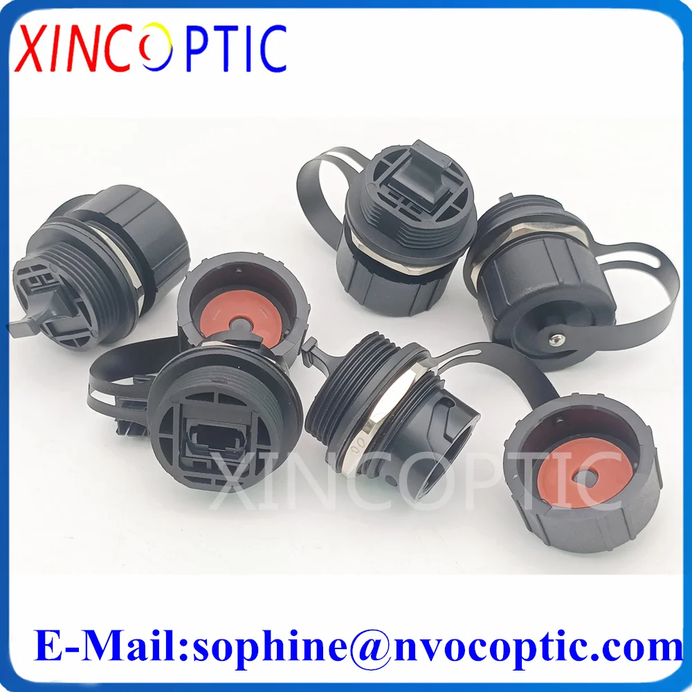 IP67 ODVA-MPO Bulkhead Fiber Adapter with Dust Cap,Fibre Optic Outdoor Duplex ODVA LC/SC/MPO  Inline Adaptor Connector