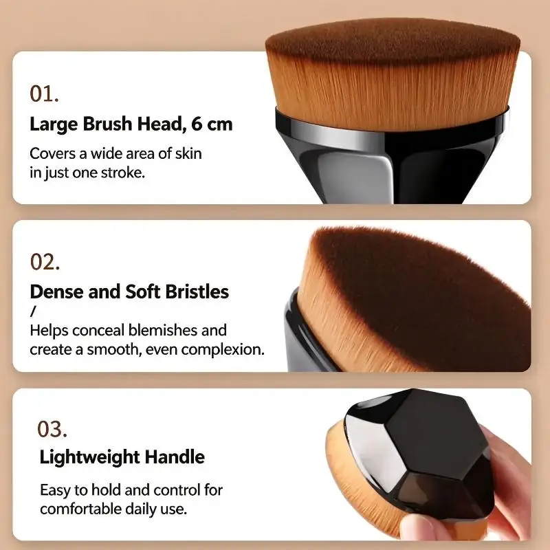 2Pcs Flat Top Foundation Brush With Soft Dense Bristles Perfect For Daily Makeup Liquid Foundation BB Cream With Storage Case