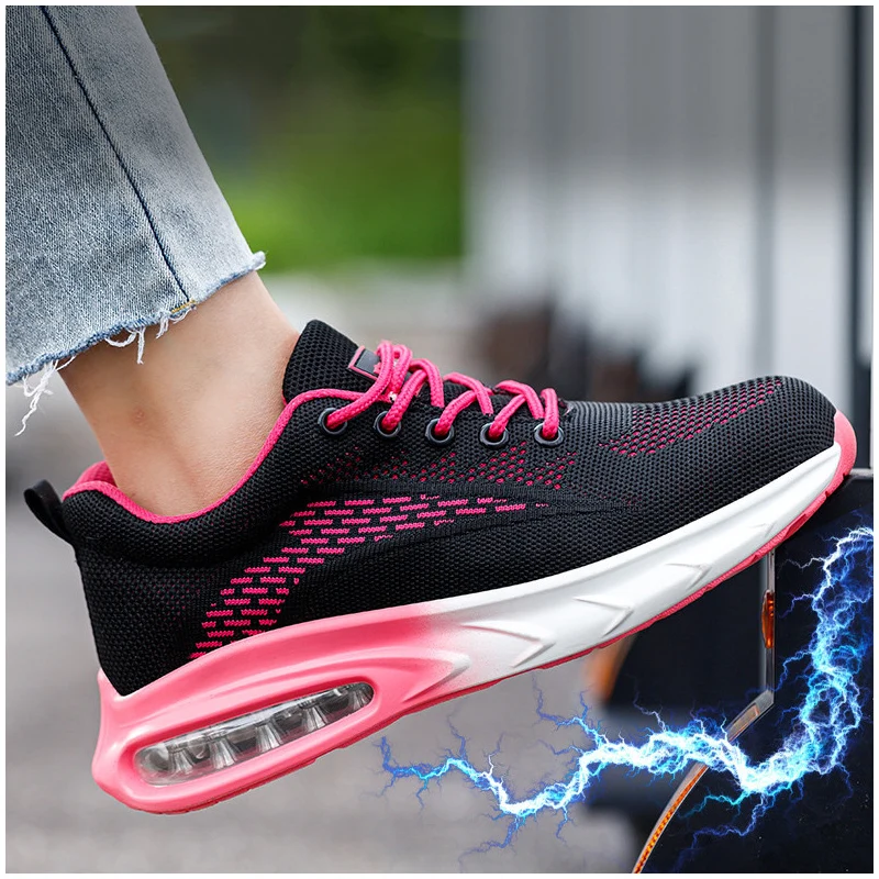 women casual breathable plastic toe cap working safety shoes worker security boots summer insulated sneakers protective footwear