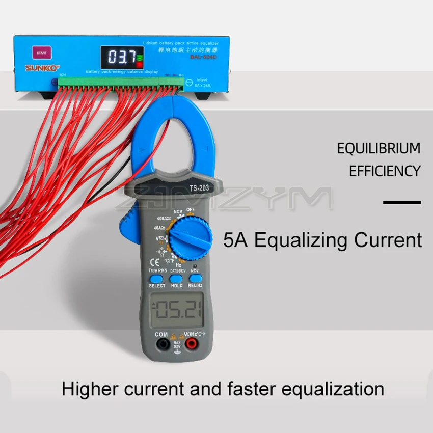 Batteria al litio SUNKKO 524D 5A equalizzatore attivo ad alta corrente capacità di riparazione della batteria tensione di bilanciamento della pressione differenziale