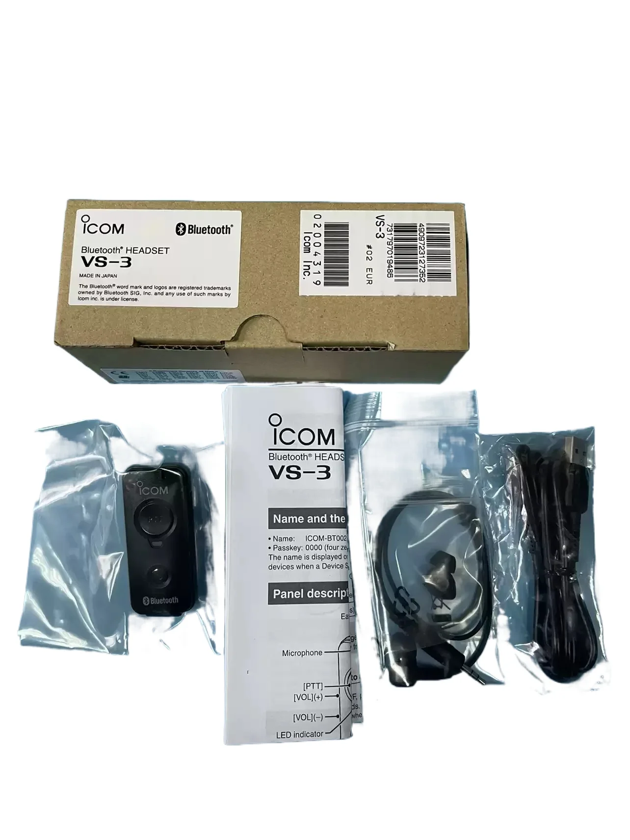 VS-3 PTT Headset Bluetooth - for IC-705 R30 ID-52 Two-Way Radio Walkie-Talkie Etc