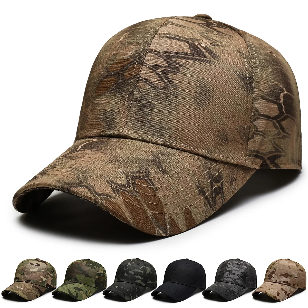 New Python Pattern Camouflage Baseball Cap Men's Outdoor Mountaineering Sunscreen Hat Women's Simple and Versatile Duckbill Cap