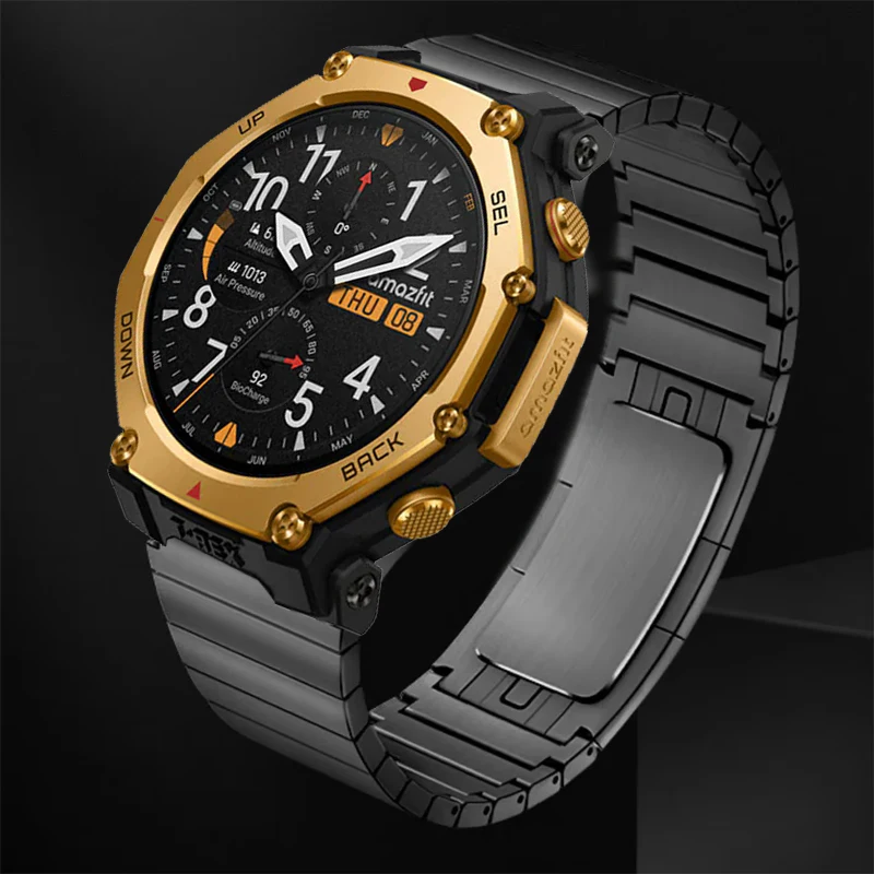 22mm Luxury Stainless Steel Strap For Amazfit T-Rex 3 Pro 48mm Link Metal Band For Amazfit Bip 6 5/Balance 2/Cheetah Round/Pro