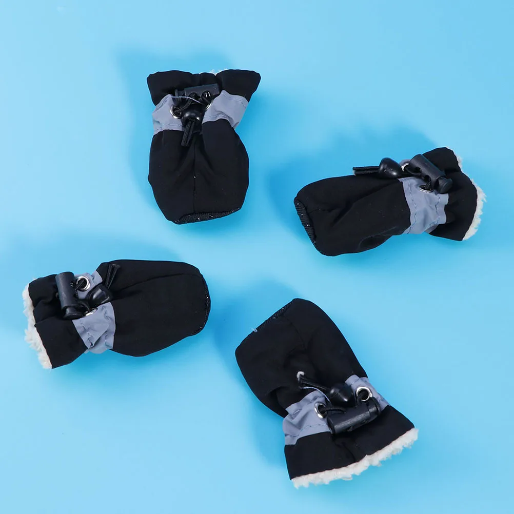 

Warm Pet Dog Shoes Black Size 1 Non-Slip Waterproof Comfortable Indoor Boots Elastic Band Dogs Winter Walking Shoes