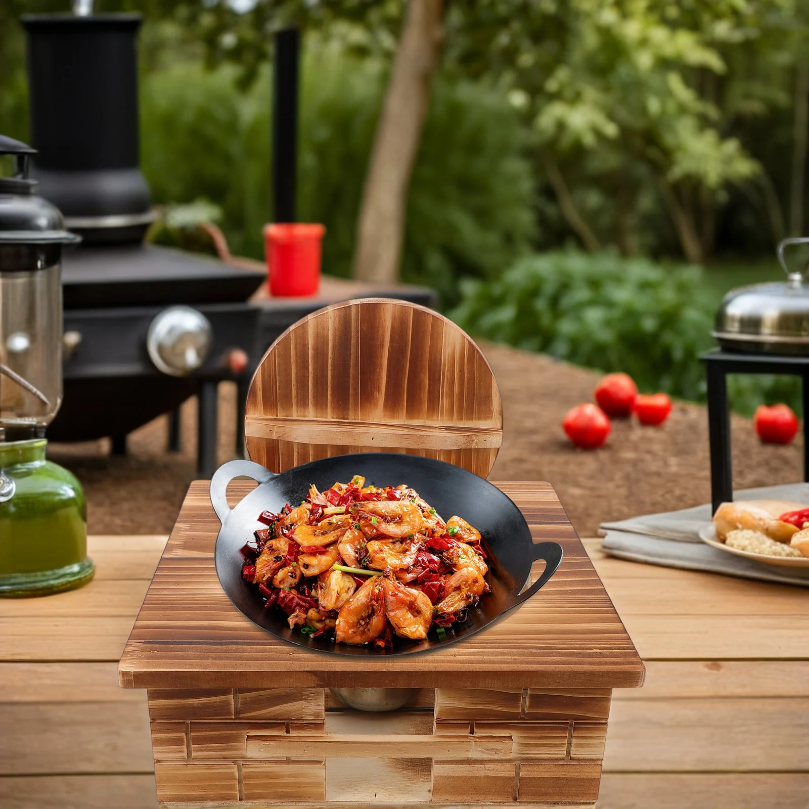 

Retro Stove Wooden Display Shelf for Hearth Wok Stand Mini Fireplace Coffee Alcohol