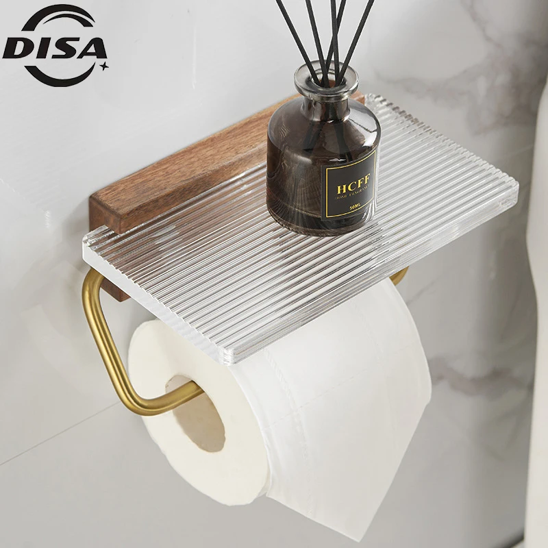 Bathroom Accessories toilet tissue holder acrylic paper towel hook toilet paper holder with phone shelf