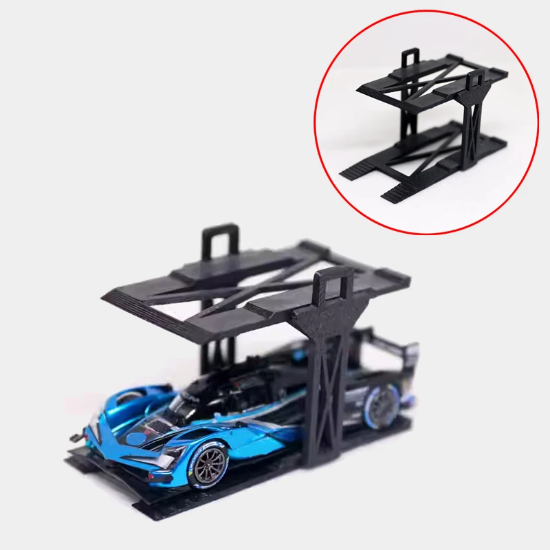 

10Sets 1/64 Double Deck Display Rack Lift Model 3D Printed Miniature Parking Lot Scene Props Storage Stand for Diecast Car Toy