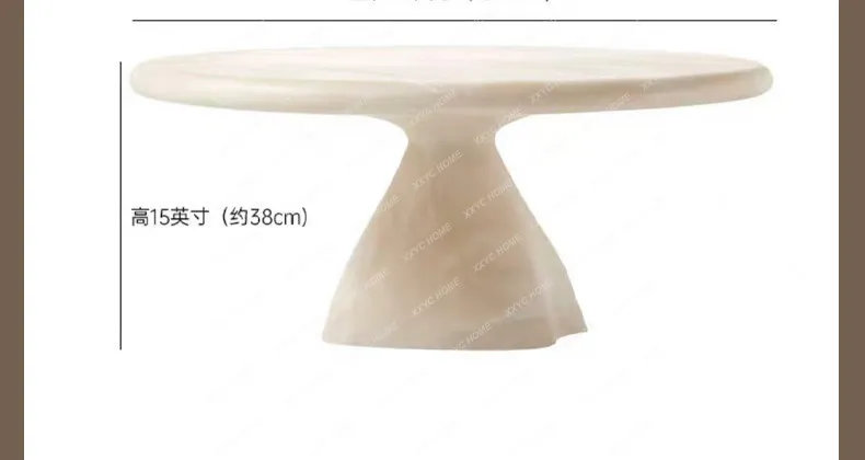 

YYHHxCream Style Marble Resin Coffee Table Living Room Wabi Round Fiberglass Coffee Table