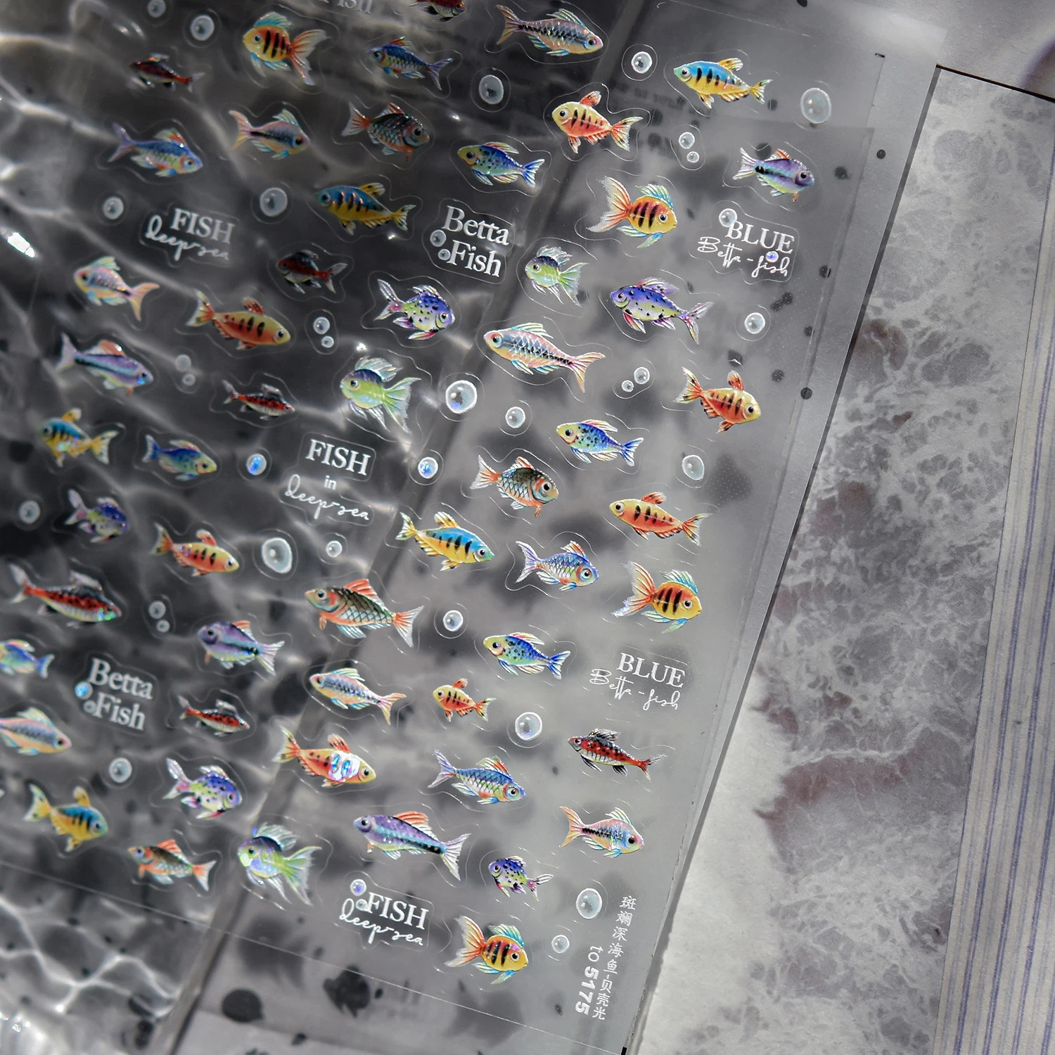 5D schimmernde Strandmuscheln, Seestern, Jakobsmuscheln, Muscheln, Fischernetze, Muscheln, Pastell, Seestern, Perlen, selbstklebender Maniküre-Aufkleber