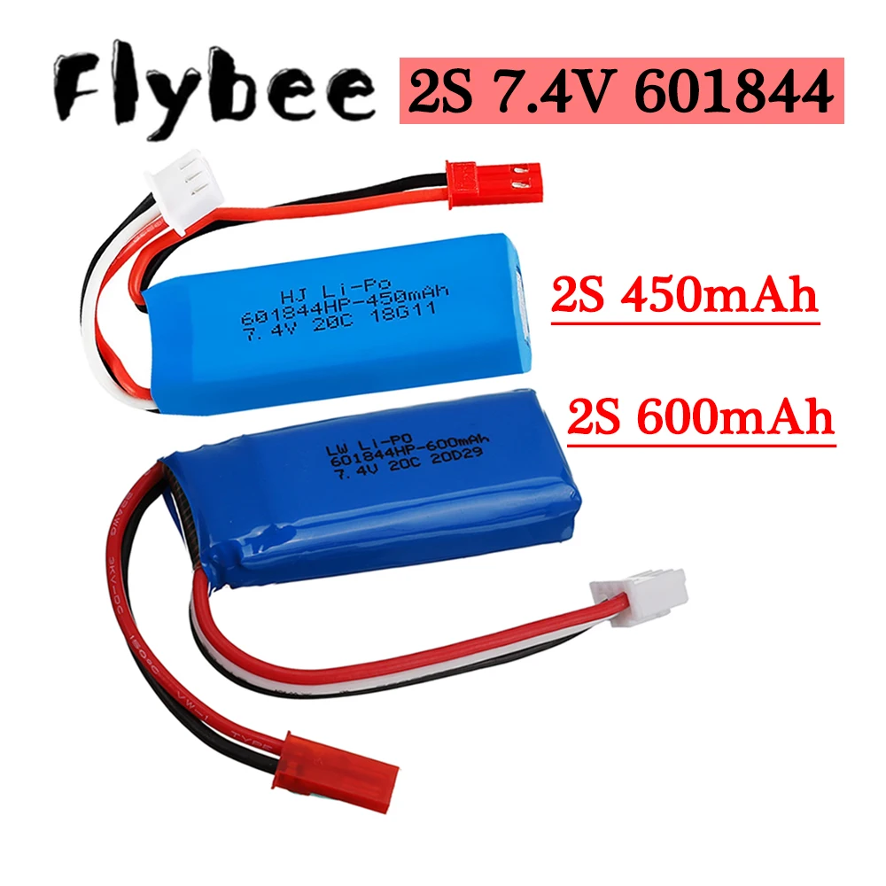7.4V 450mah/ 600mAh 20C Lipo Battery With JST Plug for WLtoys K969 K979 K989 K999 P929 P939 RC Car Spare Parts 2s 7.4v Battery
