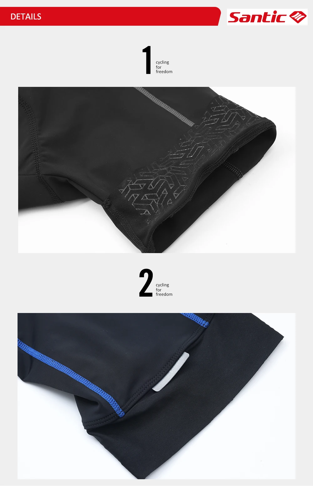 Santic Herren-Triathlon-Radanzüge, ärmellos, mit Schwamm gepolstert, schnell trocknend, zum Laufen, Schwimmen, Triathlon KM25C03028 – Detail 6