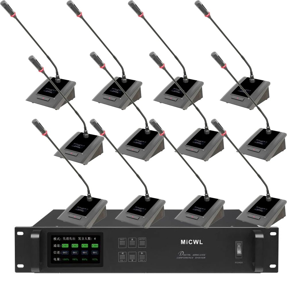 MiCWL 20Pcs Desk Digital Wireless Microphone System Meeting Room 20 Table Desktop Gooseneck Conference Discuss High-end System