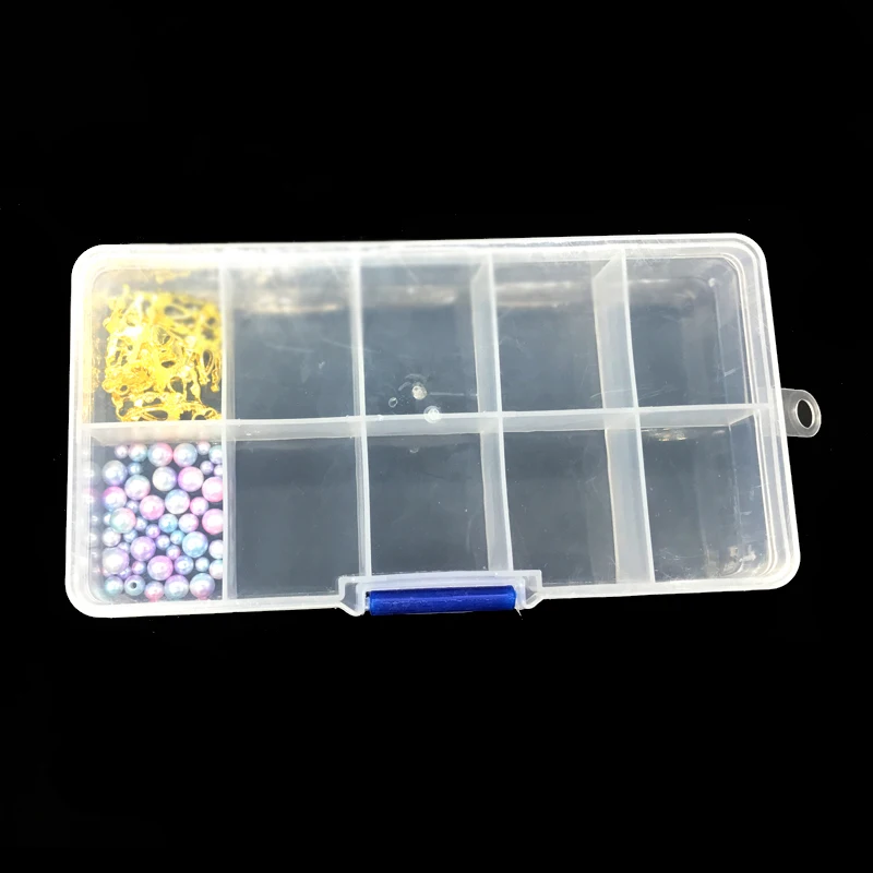 10 Compartments Clear Plastic Jewelry Storage Nail Art Decorations Portable Organizer Rhinestones Beads Nail Art Accessories