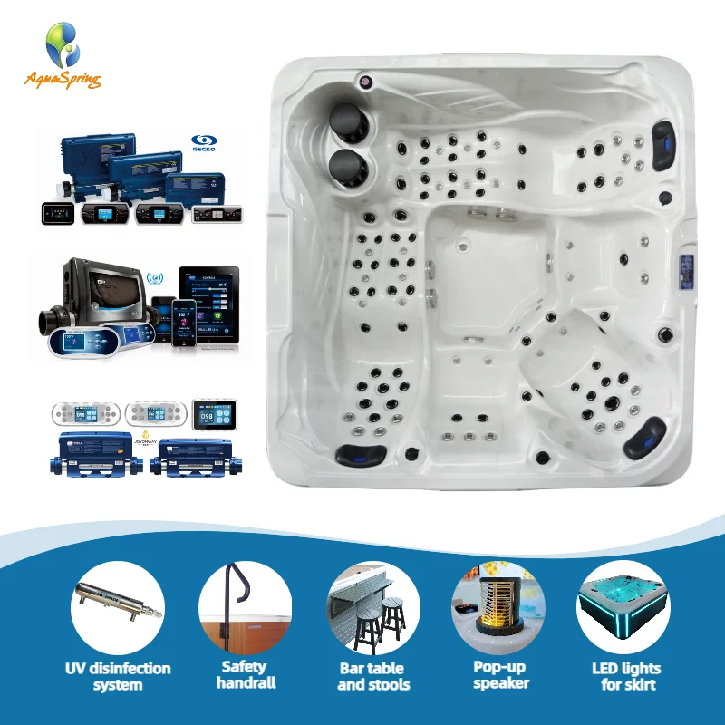 Luxury Large Freestanding Modern Hot Tub Outdoor Massage Tub Jacuzzier Spa 5-Person Whirlpool Spa Tubs 100 Jets