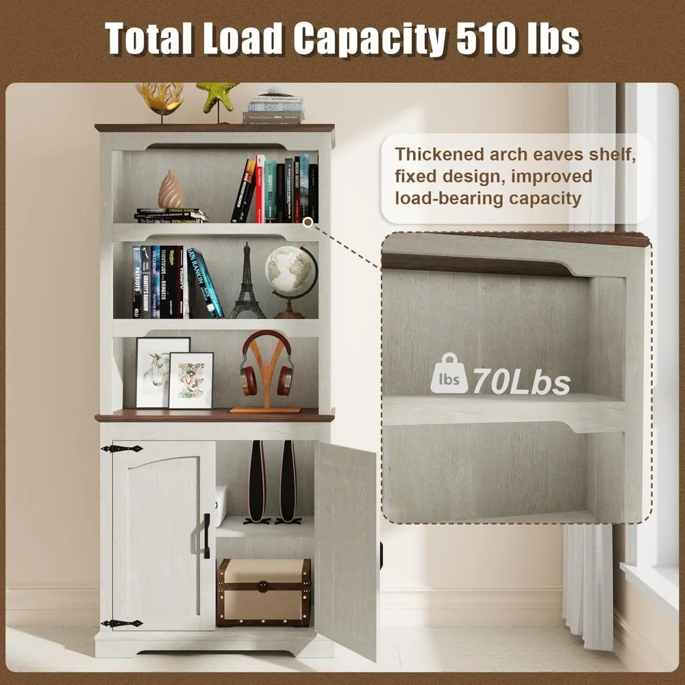 خزانة كتب مفتوحة للتخزين بطول 5 طبقات بطول 70 بوصة، بعرض 31.5 بوصة للمنزل والمكتب وغرفة النوم والاستخدام المدرسي